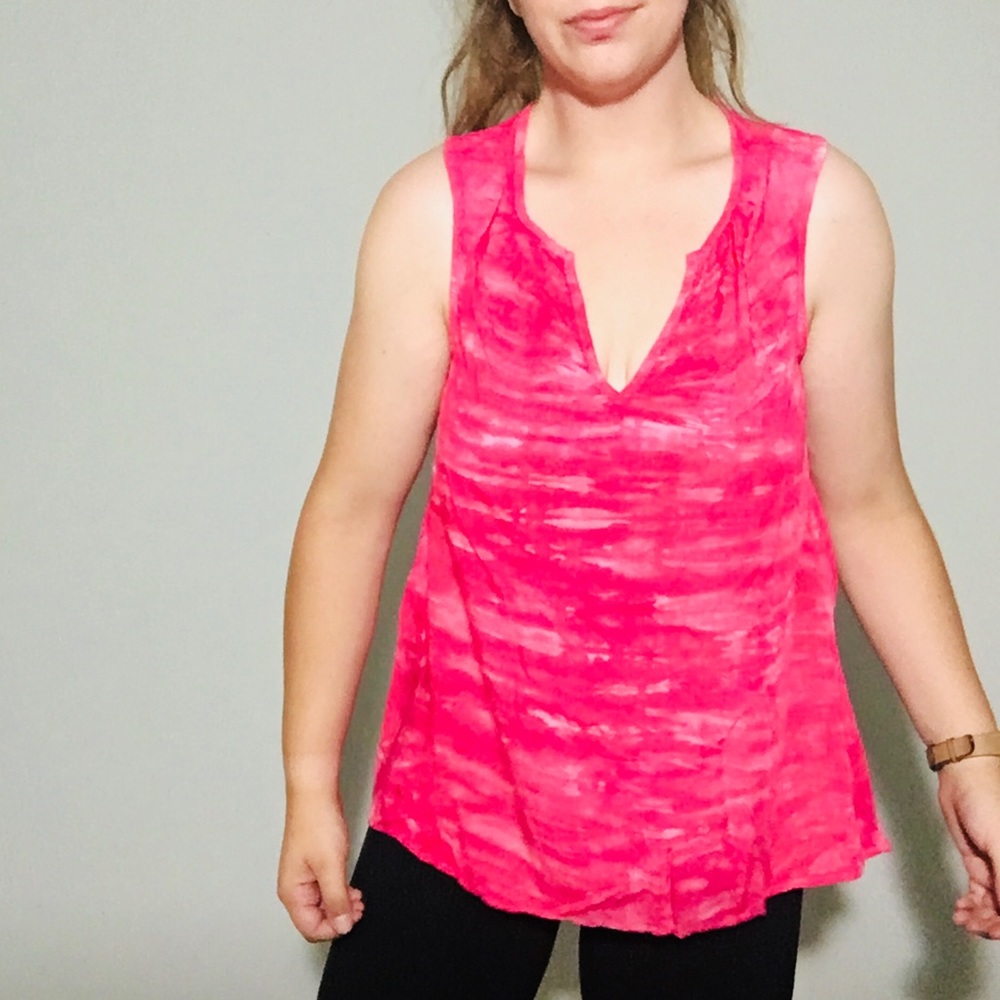 • SOLD // tie dye hot pink michael stars by anthro top • - Picture 2 of 7